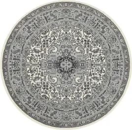 okragly-dywanszaro-kremowy-wzor-tradycyjny-160cm