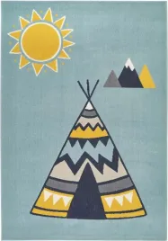 miekki-blekitnydywan-dzieciecywzor-indianski-namiot-120x170cm