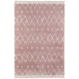 kremowy-rozowy-dywan-do-salonugruby-dywan-wzor-boho-80x150-cm
