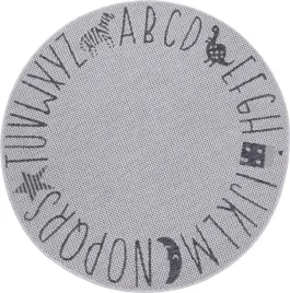 dywan-dzieciecy-szary-okragly-plaskotkany-wzor-abecadlo-160cm