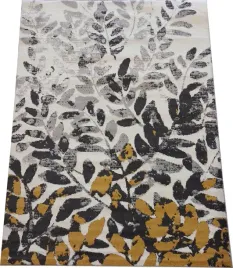 dywan-szary-zolty-w-liscie-krotki-wlos-60x120