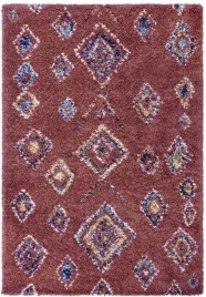 czerwony-orientalny-dywan-do-salonugruby-dywan-shaggy-wzor-boho-80x150-cm