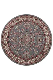 okragly-dywanszaro-kremowy-wzor-tradycyjny-140cm