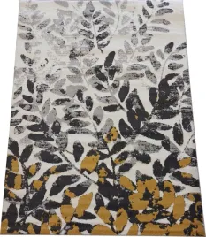 dywan-szary-zolty-w-liscie-krotki-wlos-200x300cm