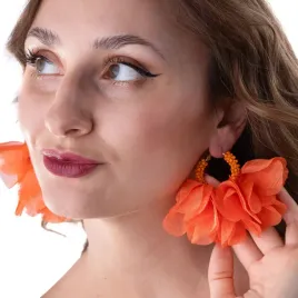 kolczyki-kwiaty-boho-z-koralikami-platki-kola-pomaranczowe