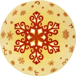 zolty-okragly-miekki-dywan-dzieciecywzor-sniezynki-kolo-80cm