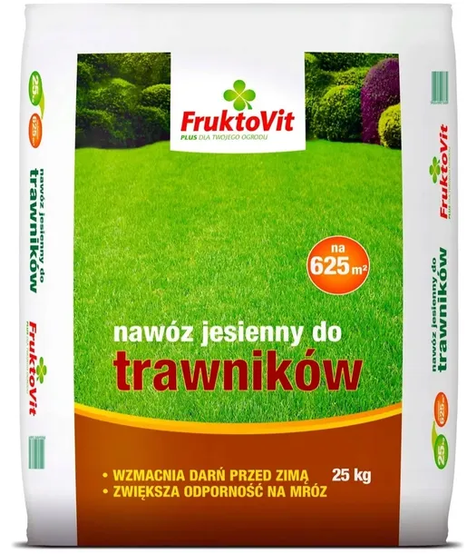 FRUKTOVIT Jesienny Nawóz do Trawników 25kg PRZYGOTOWUJE DO NISKICH TEMP.