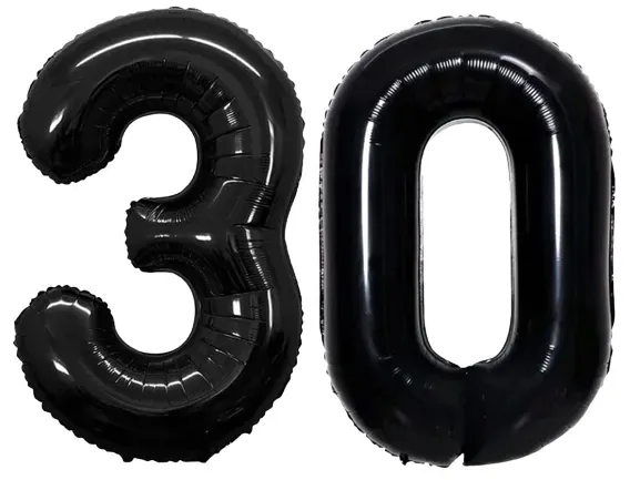 Balony 30 urodziny czarne duże 100 cm trzydziestka