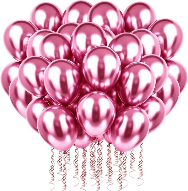 Różowe balony chrom shiny glossy gumowe 26 cm -100 szt