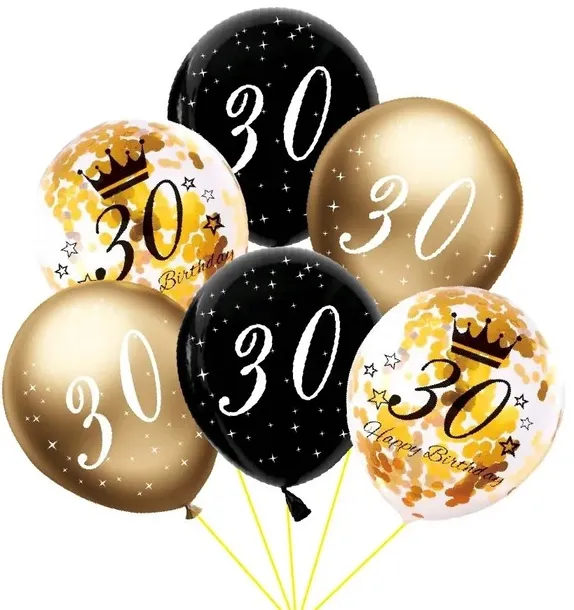 Zestaw balonów na 30 urodziny 30-tkę balony- 6 szt