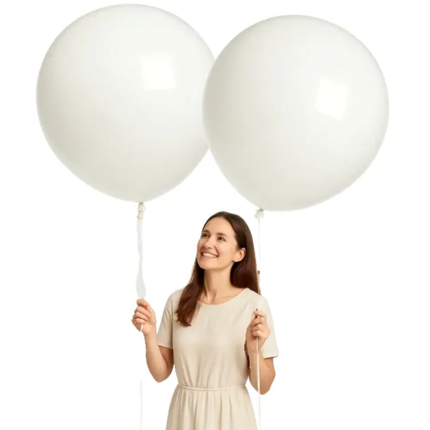Balon Biały Pastelowy Lateksowy 48cm 19' 2szt BIAŁA KULA do Girlanda balony