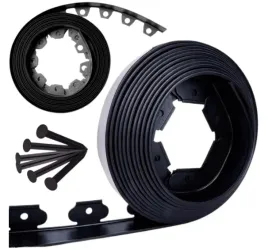 Zdjęcie produktu Obrzeże Ogrodowe Trawnikowe Plastikowe ELASTYCZNE Czarne 6cm 2x10m +Szpilki