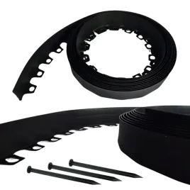 Zdjęcie produktu Obrzeże Ogrodowe Trawnikowe Plastikowe ELASTYCZNE Czarne 6cm 10m + Szpilki