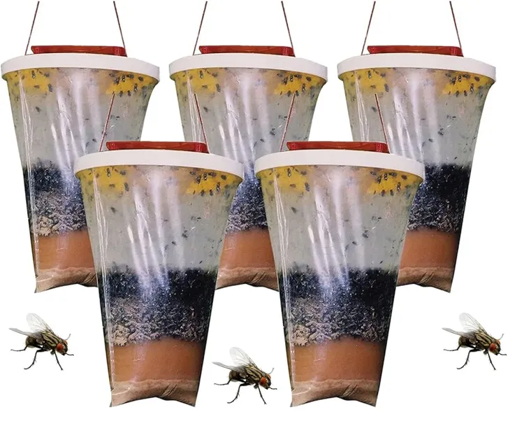 5X Zawieszana Duża Pułapka na Muchy Sideon Worek Świeży Wabik XXL Skuteczna