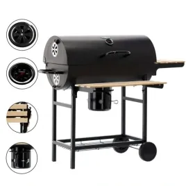 grill-weglowy-na-kolkach-z-polka-pokrywa-ogrodowy-przenosny-beczka
