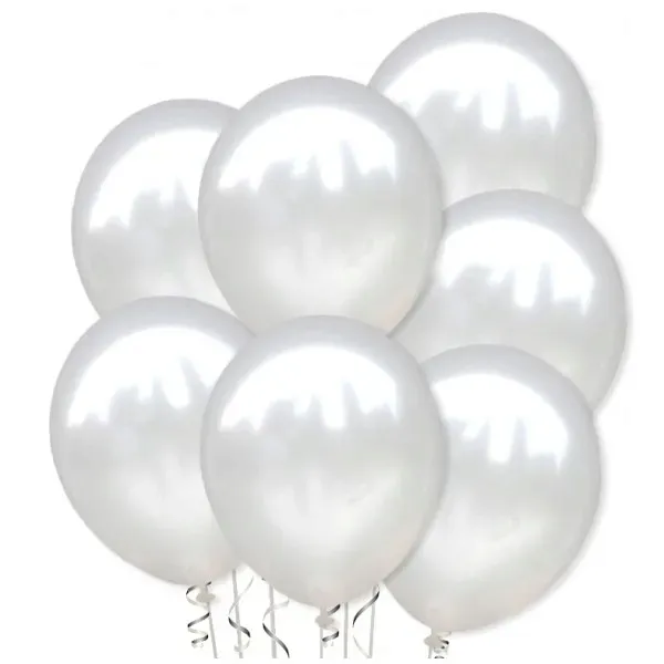 Białe balony gumowe metaliczne -100 szt