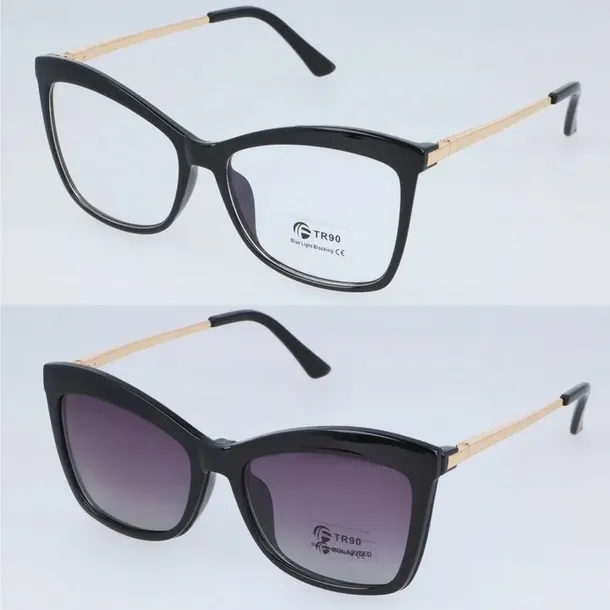 okulary-damskie-polaryzacyjne-kocie-oprawki-nakladki-clip-on-stan-opakowania-oryginalne