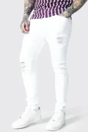 biale-spodnie-jeans-rurki-tekstura-dziury-boohooman-xs