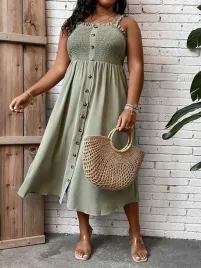 shein-zielona-midi-sukienka-guziki-marszczenia-ramiaczka-qyx-xxj-xxl
