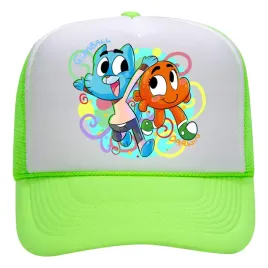 czapka-dziecieca-limonkowa-na-lato-prezent-dla-fana-gumball-and-darwin-wzory