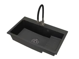 kuchenny-zlewozmywak-jednokomorowy-aron-syfon-czarny-bateria-flex-gun-gray