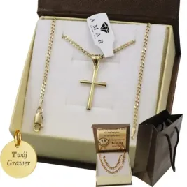 zloty-pelny-lancuszek-damski-pancerka-z-krzyzykiem-pr-925-585-grawer-gratis