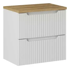 biala-szafka-pod-umywalke-blat-dab-60-cm-wiszaca-ryflowane-fronty-szuflady