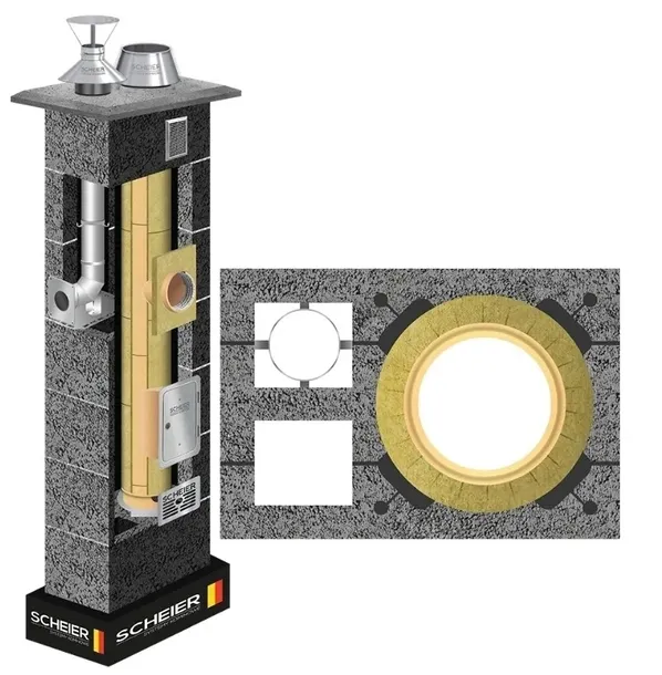 System ceramiczny + gaz komin DUO 180 + 80 5m zestaw wkład STD + INOX stal
