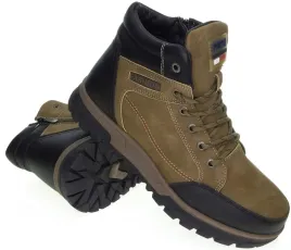 meskie-buty-trekkingowe-zimowe-ocieplane-wiazane-suwak-brazowe