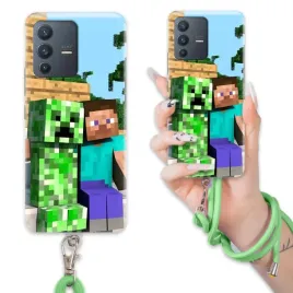 etui-do-vivo-v23-5g-case-dla-chlopca-sznurek-zielony-minecraft-mix-wzorow