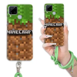 etui-do-realme-c15-case-dla-chlopca-sznurek-zielony-minecraft-mix-wzory