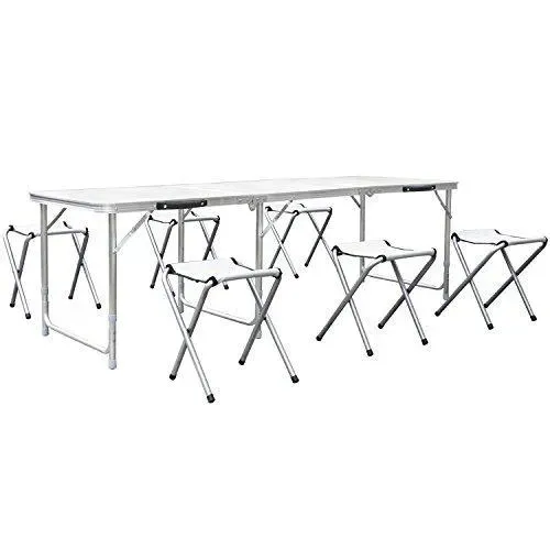 Duży Stół STOLIK TURYSTYCZNY Kempingowy Składany 180x60cm + 6xStołek