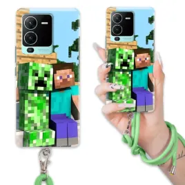 etui-do-vivo-s15-pro-5g-case-dla-chlopca-sznurek-zielony-minecraft-mix-wz