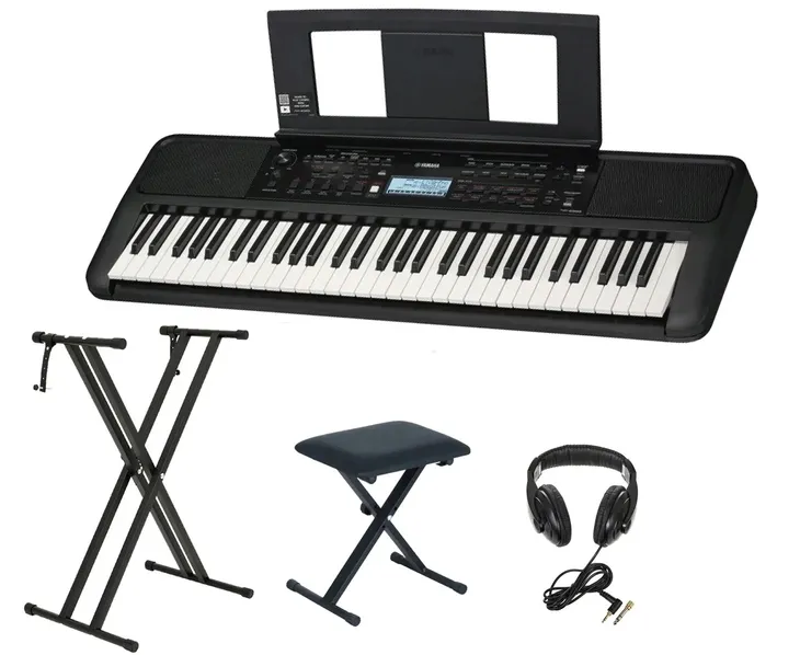 Yamaha PSR-E383 keyboard + statyw Ambra X4 + ława D-90 + słuchawki