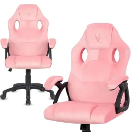 fotel-gamingowy-obrotowy-gracza-welur-rozowy-krzeslo-do-biurka-oddychajacy