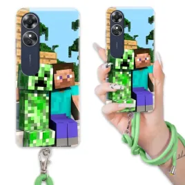 etui-do-oppo-a17-case-dla-chlopca-sznurek-zielony-minecraft-wiele-wzorow