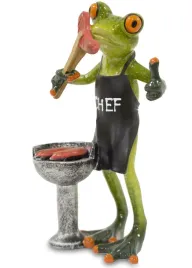 figurka-zaba-zabka-przy-grillu-grill-dekoracja-kucharz