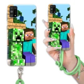 etui-do-samsung-m31-case-dla-chlopca-sznurek-zielony-minecraft-mix-wzorow