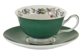 filizanka-porcelanowa-zielona-kwiaty-spodek-200-ml
