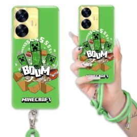 etui-do-realme-c55-case-dla-chlopca-sznurek-zielony-minecraft-mix-wzory