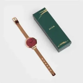 avon-pozlacany-damski-zegarek-aria-czerwony-nowy