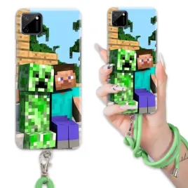 etui-do-realme-c11-case-dla-chlopca-sznurek-zielony-minecraft-mix-wzory
