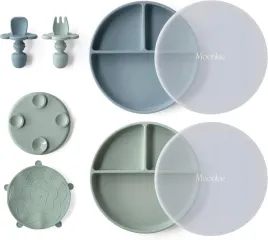 zestaw-talerzyki-dla-dziecka-silikonowe-przyssawki-mieta-niebieski