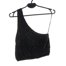 top-damski-stradivarius-czarny-krotki-na-jedno-ramie-blyszczacy-m