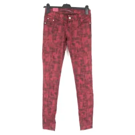 spodnie-damskie-dele-denim-bordowe-wzorzyste-36