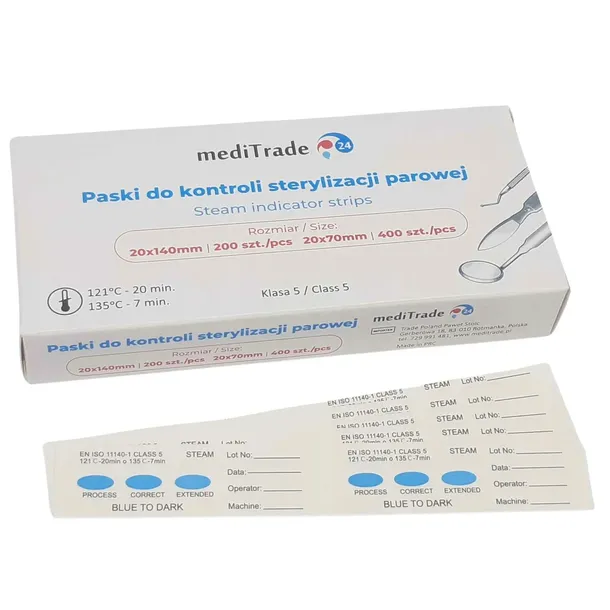 TESTY DO STERYLIZACJI PAROWEJ KLASA 5 PASKI DO AUTOKLAWU KLASY V 2x200szt.