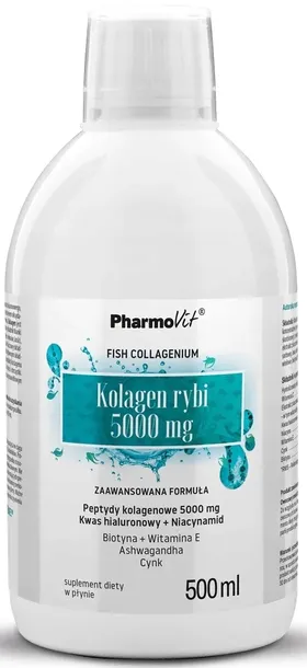 PHARMOVIT KOLAGEN RYBI 5000 mg 500 ML KOŚCI STAWY BIOTYNA KWAS HIALURONOWY