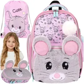 plecak-szkolny-bambino-wlochacz-pluszowy-3w1-piornik-worek-urocza-myszka