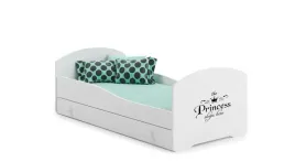 lozko-dzieciece-luk-160x80-z-szuflada-materac-napis-spiaca-krolewna