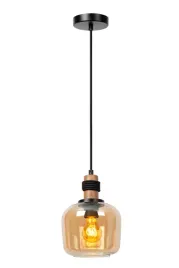 lampa-wiszaca-czarna-szklany-miodowy-klosz-nad-wyspe-stol-bar-lucide